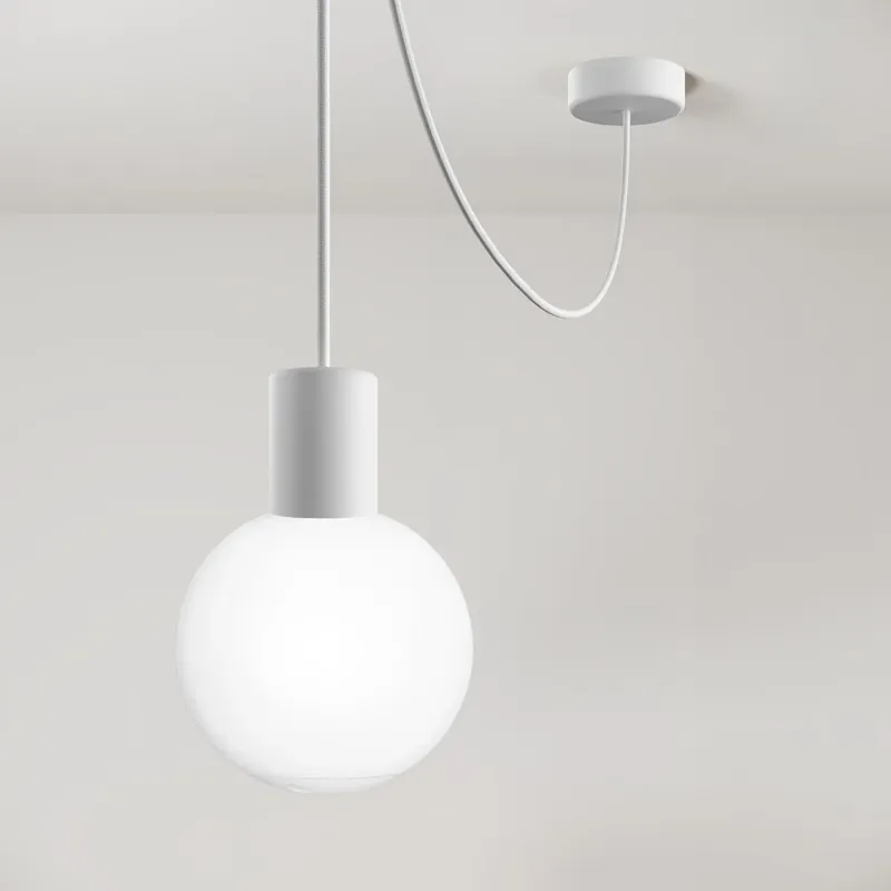 Modulair Outdoor Pendant Lamp, suitable for wet locations, with Unbreak-a-Ball unbreakable shade - White Offerta Lampo