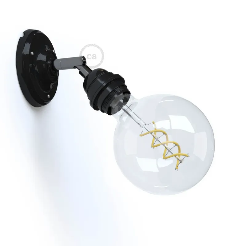 Quantità Limitata Fermaluce 90° Classic with E26 threaded socket, the adjustable porcelain light source - Black