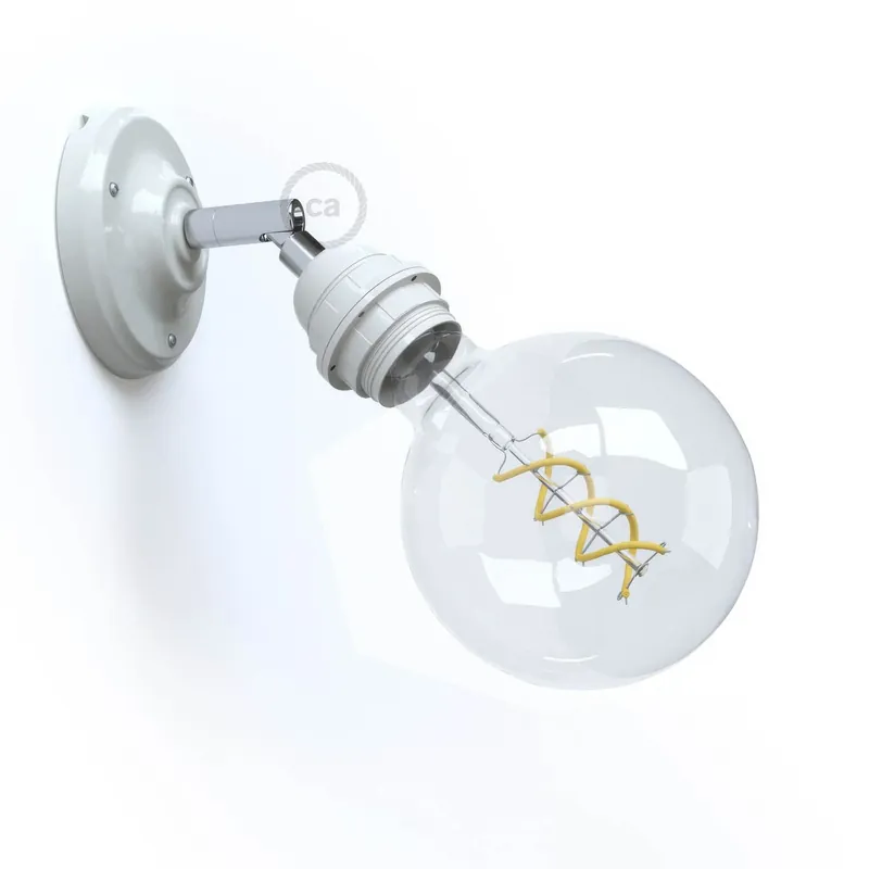 Offerta Lampo Fermaluce 90° Classic with E26 threaded socket, the adjustable porcelain light source - White