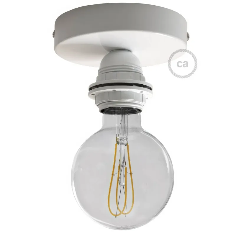 Fermaluce Metal with E26 threaded socket, the metal wall or ceiling light source - White Prezzo Di Fabbrica