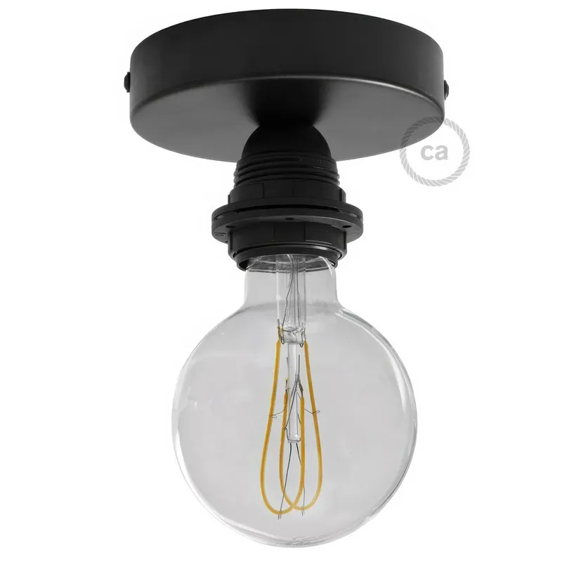 Offerta Limitata Fermaluce Metal with E26 threaded socket, the metal wall or ceiling light source - Black