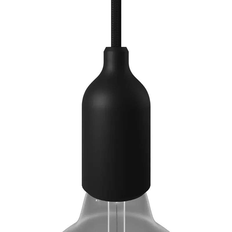 Silicone E26 socket kit with hidden cable clamp - Black Nuovo Arrivo