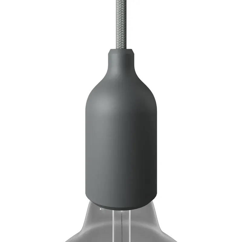 Silicone E26 socket kit with hidden cable clamp - Grey Prezzo Scontato