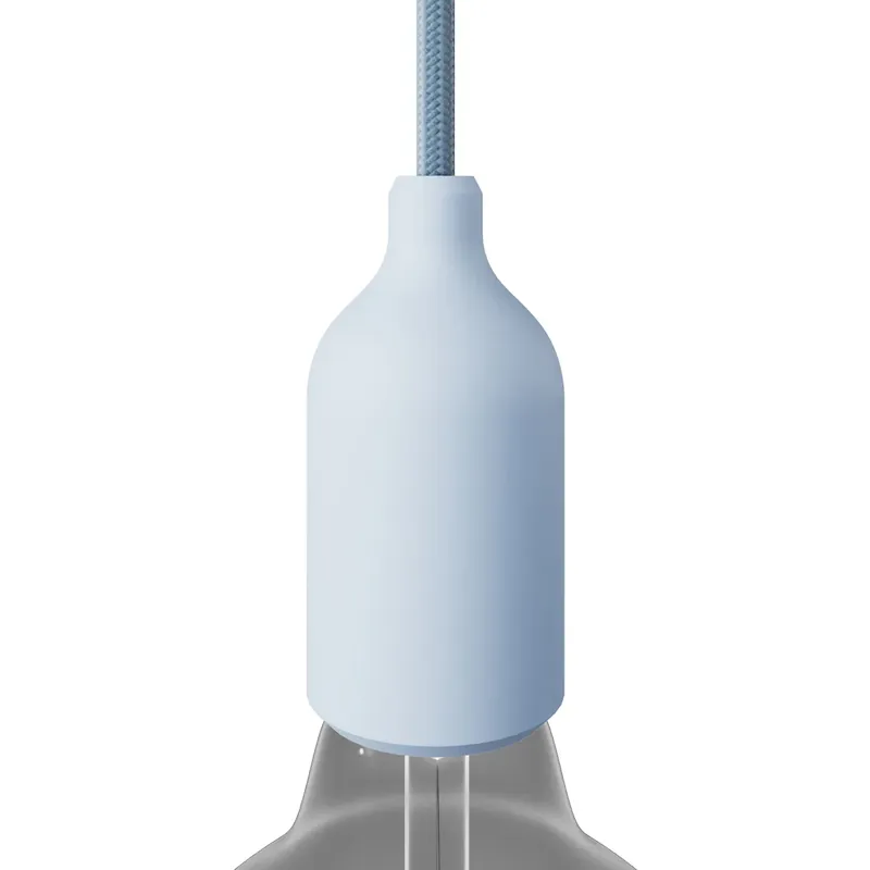 Silicone E26 socket kit with hidden cable clamp - Soft blue Ultimissimo Modello