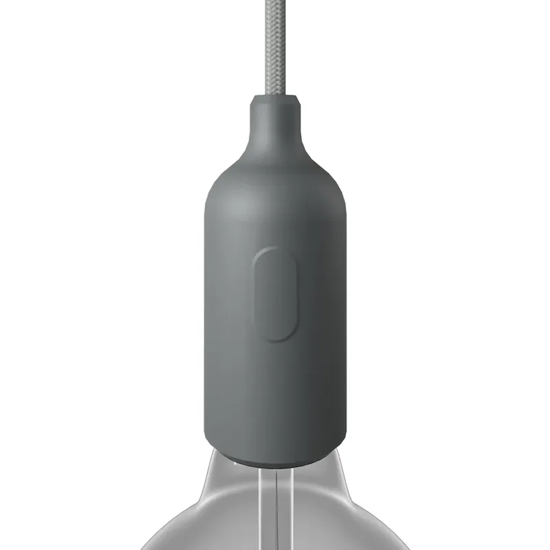 Silicone E26 socket kit with switch and hidden cable clamps - Grey Reso Gratuito