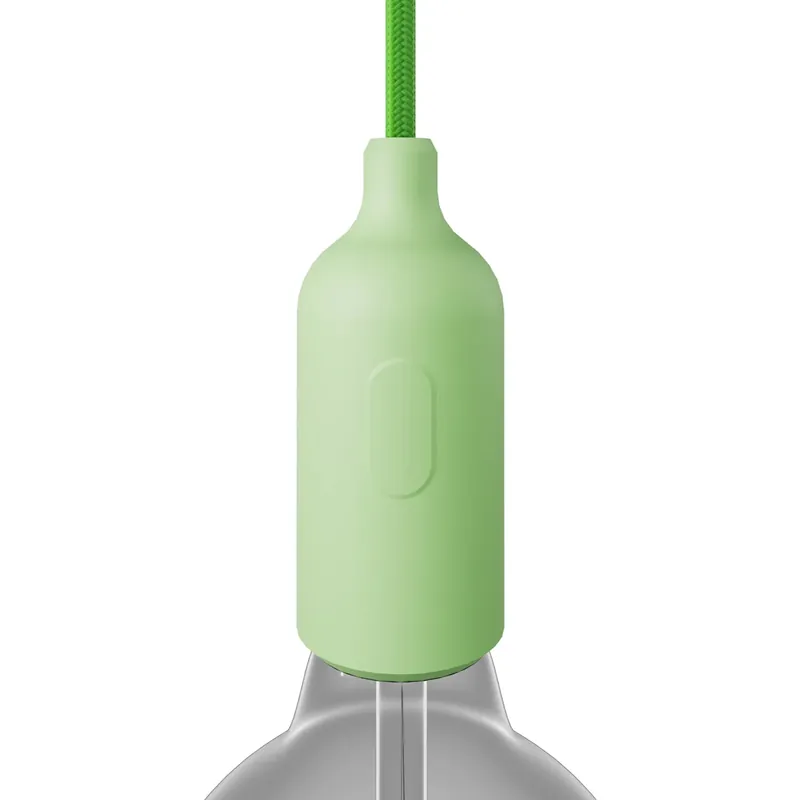Silicone E26 socket kit with switch and hidden cable clamps - Soft green Popolare