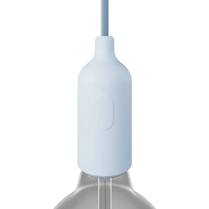 Popolare Silicone E26 socket kit with switch and hidden cable clamps - Soft blue