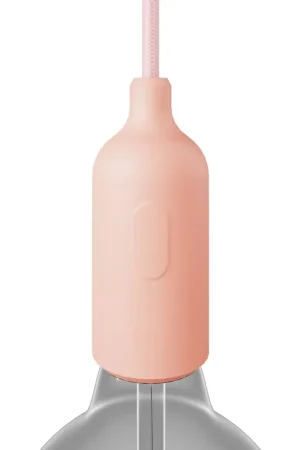 A Buon Prezzo Silicone E26 socket kit with switch and hidden cable clamps - Salmon