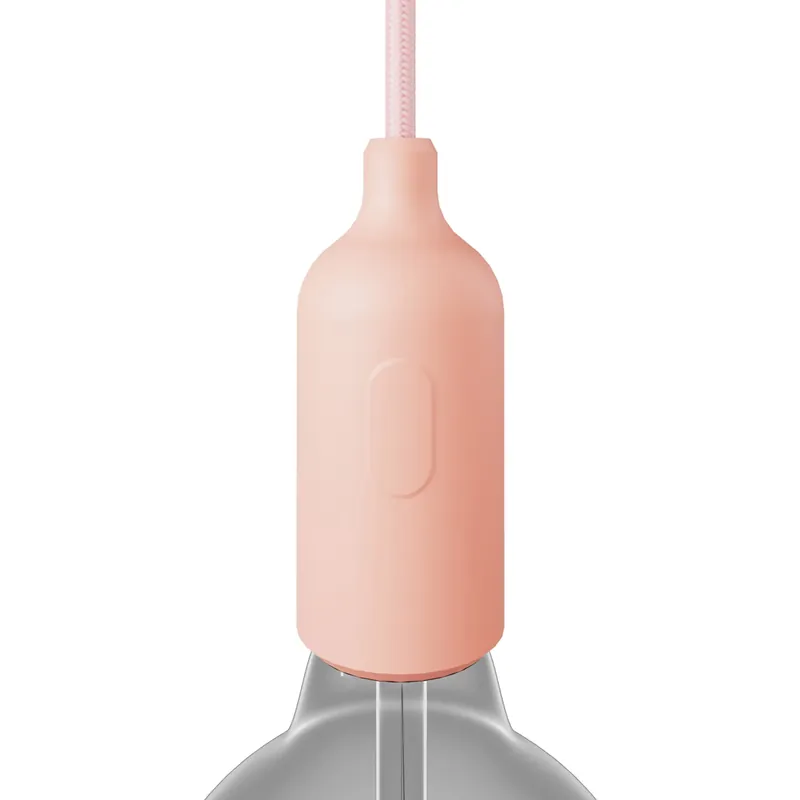 A Buon Prezzo Silicone E26 socket kit with switch and hidden cable clamps - Salmon