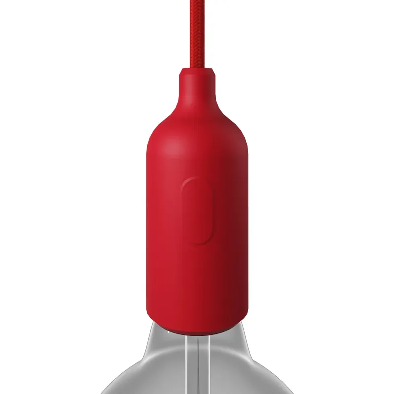 Silicone E26 socket kit with switch and hidden cable clamp - Red Spedito Oggi