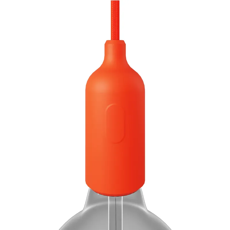 Silicone E26 socket kit with switch and hidden cable clamps - Orange Compra Adesso