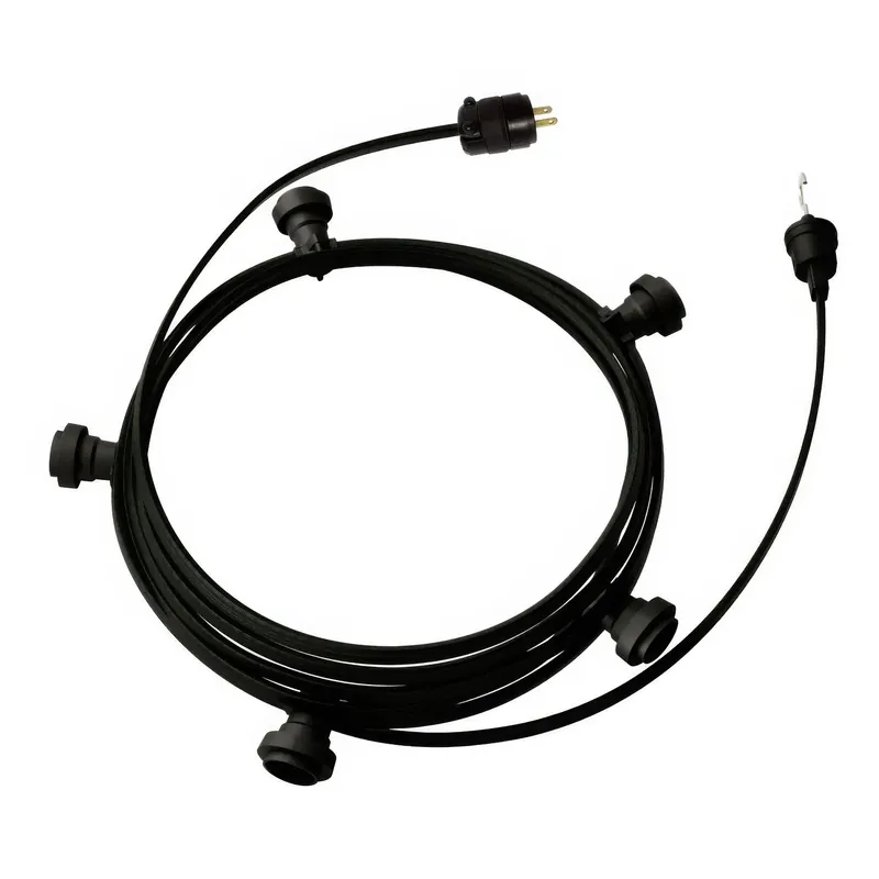 Nuovo Arrivo Ready-to-use 25 ft String Light with 5 black Sockets, Hook and Plug - CM04