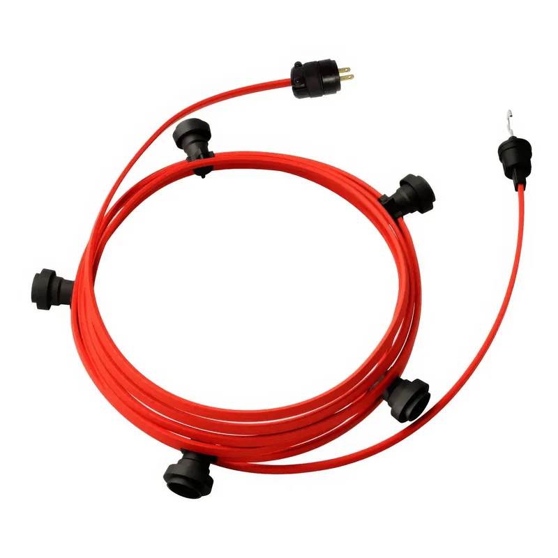 Più Venduto Ready-to-use 25ft String Light with 5 black Sockets, Hook and Plug - CM09
