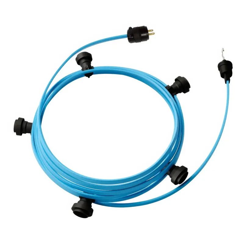 Ready-to-use 25ft String Light with 5 black Sockets, Hook and Plug - CM17 Compra Oggi Stesso