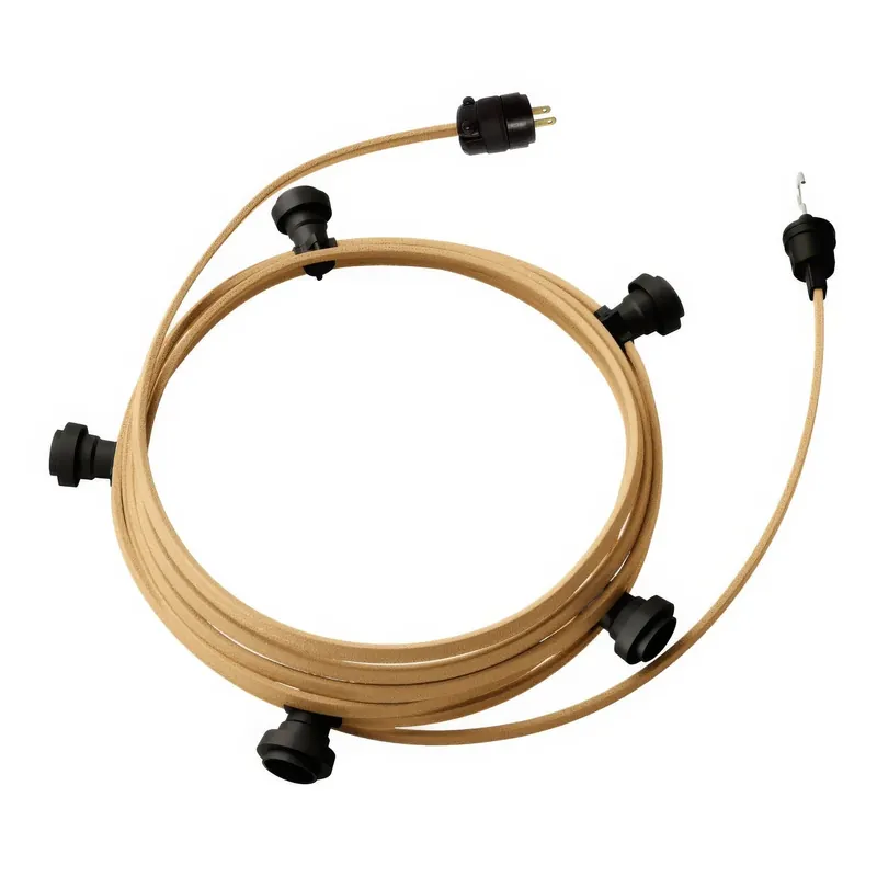 Ready-to-use 25 ft string light with 5 black sockets, hook and plug - CN06 Prezzo Di Fabbrica