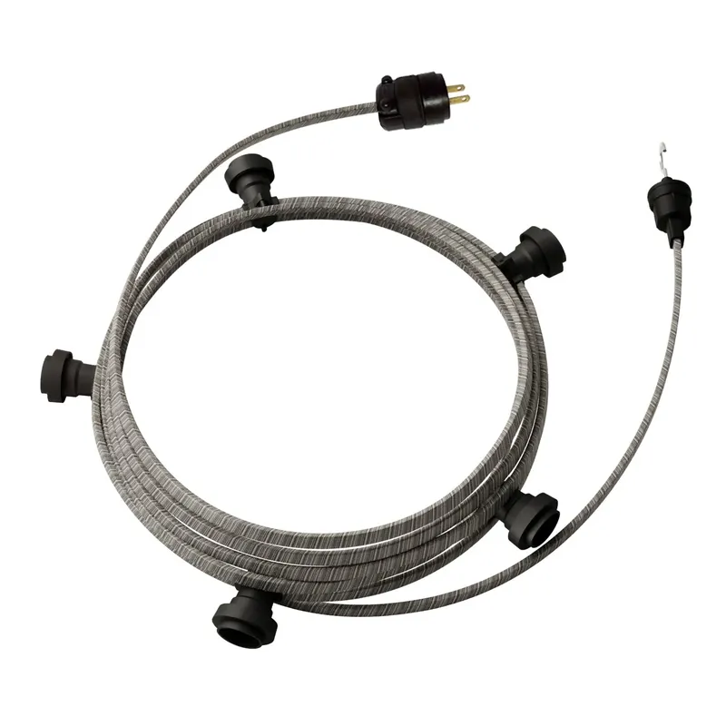 Ready-to-use 25 ft String Light with 5 black Sockets, Hook and Plug - ECC37 Bestseller