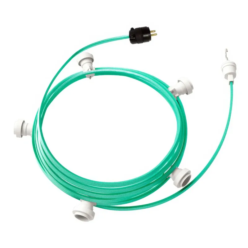 Ready-to-use 25 ft String Light with 5 white Sockets, Hook and Plug – CH69 Consegna Rapida