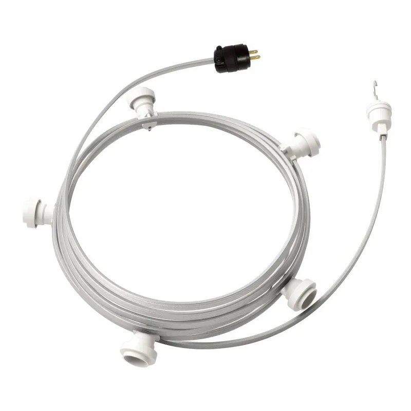 Ready-to-use 25 ft String Light with 5 white sockets, hook and plug - CM02 Prezzo Ridotto