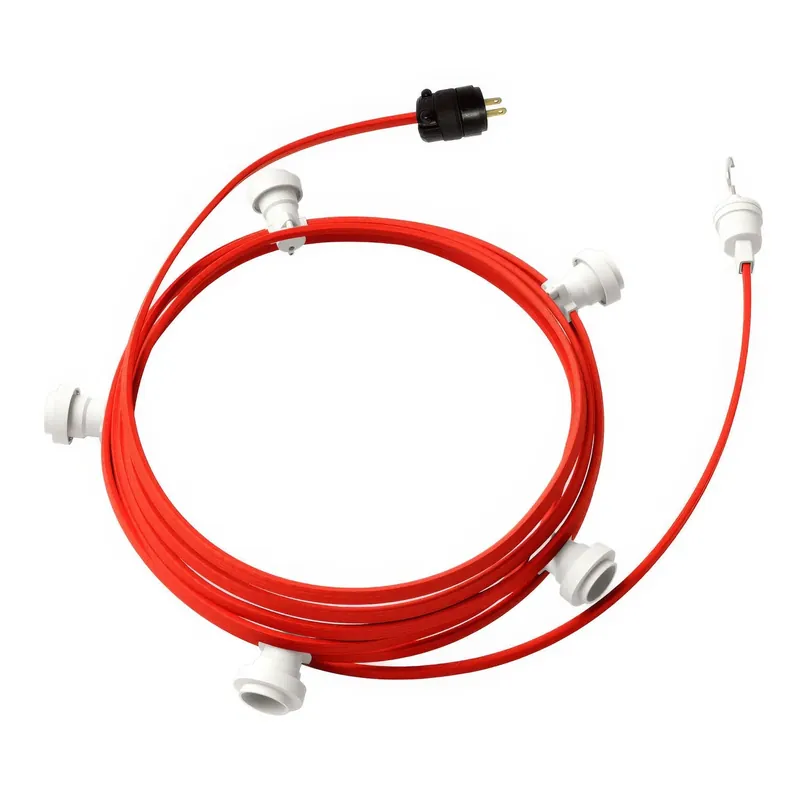 Ready-to-use 25 ft String Light with 5 white sockets, hook and plug - CM09 Promozione Esclusiva