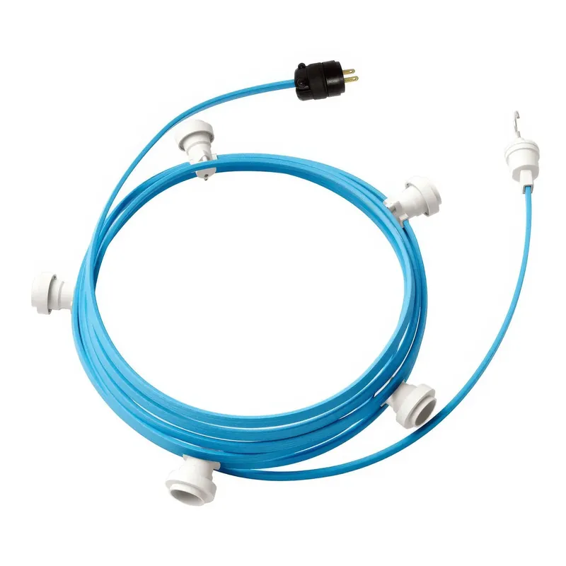 Ready-to-use 25 ft String Light with 5 white sockets, hook and plug - CM17 Occasione