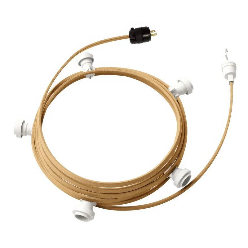 Ready-to-use 25 ft String Light with 5 white Sockets, Hook and Plug - CN06 Occasione Imperdibile