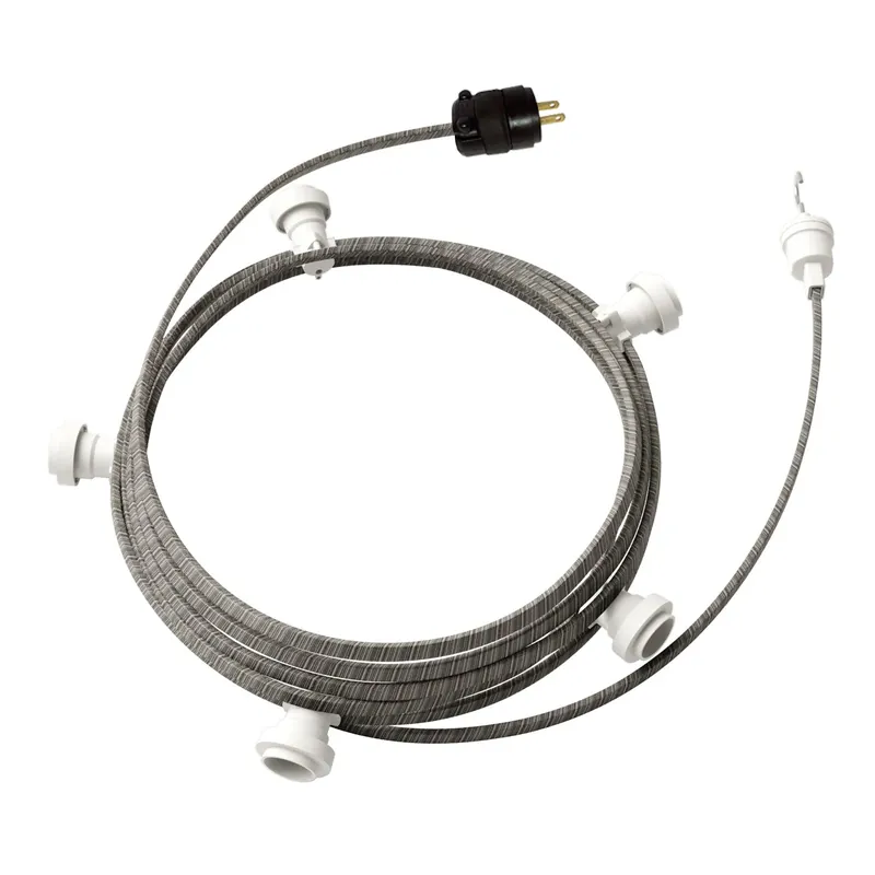 Ready-to-use 25 ft String Light with 5 White Sockets, Hook and Plug - ECC37 Saldi
