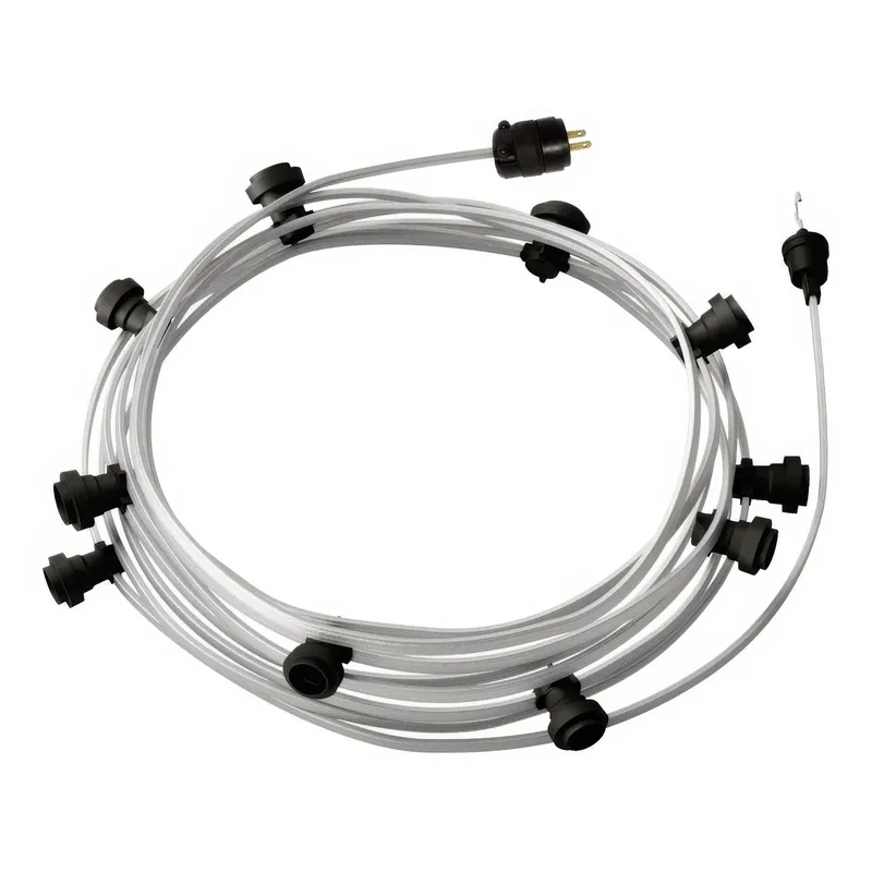Ready-to-use 40ft String Light with 10 black Sockets, Hook and Plug - CM02 Più Venduto