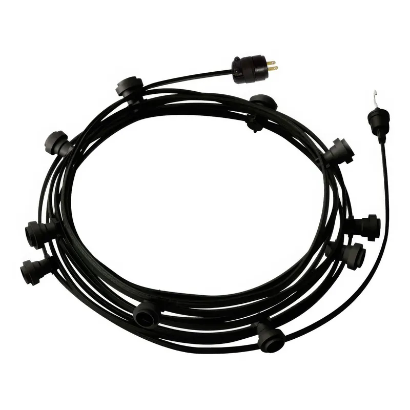 Must-Have Ready-to-use 40ft String Light with 10 black sockets, hook and plug - CM04