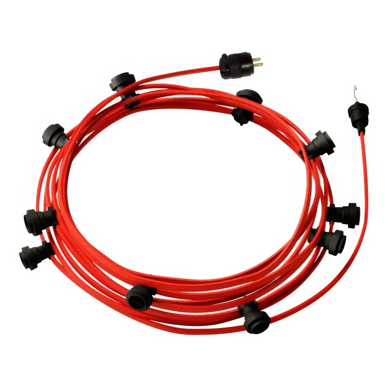 Ready-to-use 40ft String Light with 10 black Sockets, Hook and Plug - CM09 Promo Stagionale
