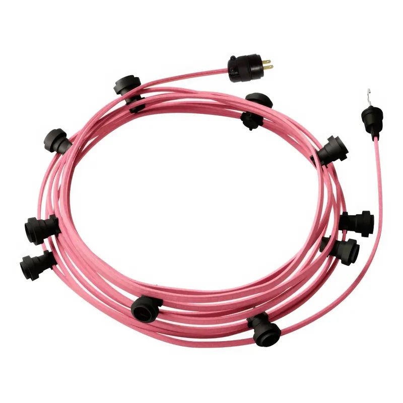 Ready-to-use 40ft String Light with 10 black sockets, hook and plug - CM16 Professionale