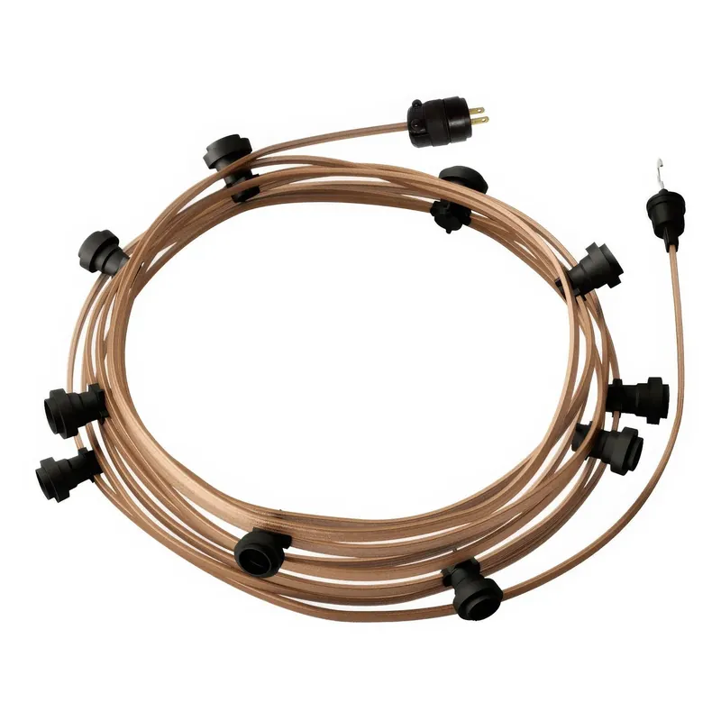 Ready-to-use 40ft String Light with 10 black Sockets, Hook and Plug - CM27 Compra Adesso