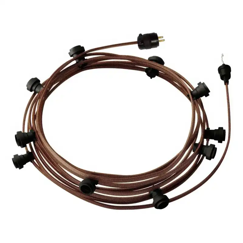 Ready-to-use 40 ft String Light with 10 black Sockets, Hook and Plug - CZ22 Solo Oggi