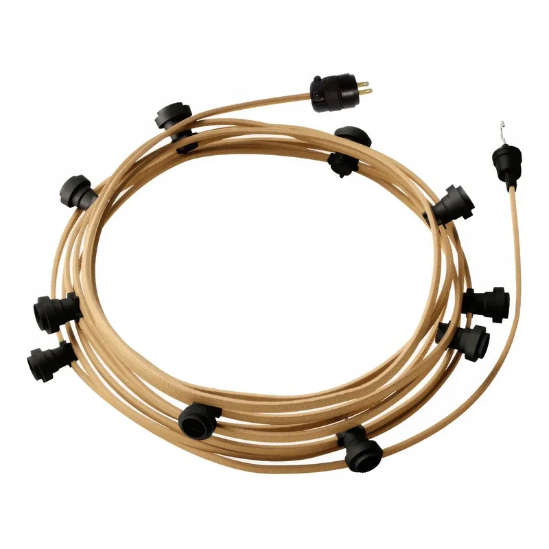 Ready-to-use 40ft String Light with 10 black Sockets, Hook and Plug - CN06 Ultime Pezzi