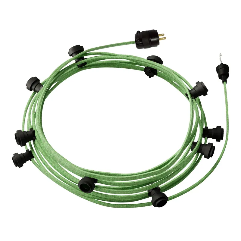 Ready-to-use 40 ft String Light with 10 black Sockets, Hook and Plug - CX08 Scelto Dai Clienti