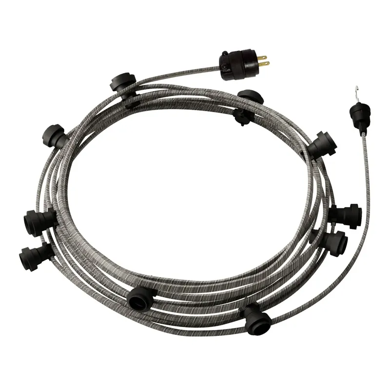 Saldi Ready-to-use 40ft String Light with 10 black Sockets, Hook and Plug - ECC37