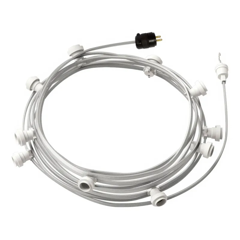 Ready-to-use 40ft String Light with 10 white Sockets, Hook and Plug - CM02 Miglior Prezzo