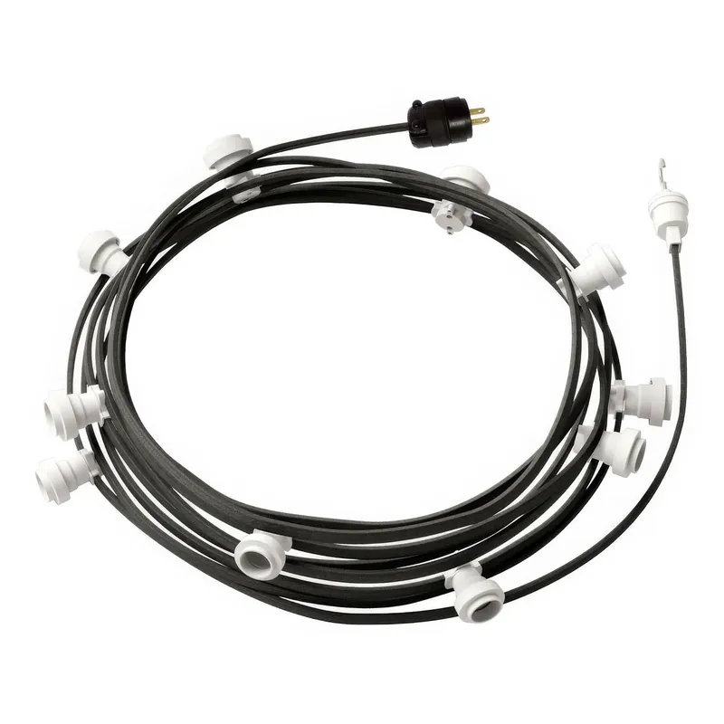 Ready-to-use 40ft String Light with 10 white Sockets, Hook and Plug - CM03 Novità