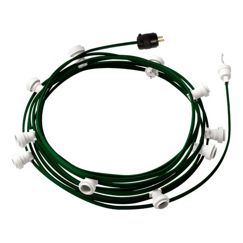 Ready-to-use 40ft String Light with 10 white Sockets, Hook and Plug - CM21 Di Tendenza