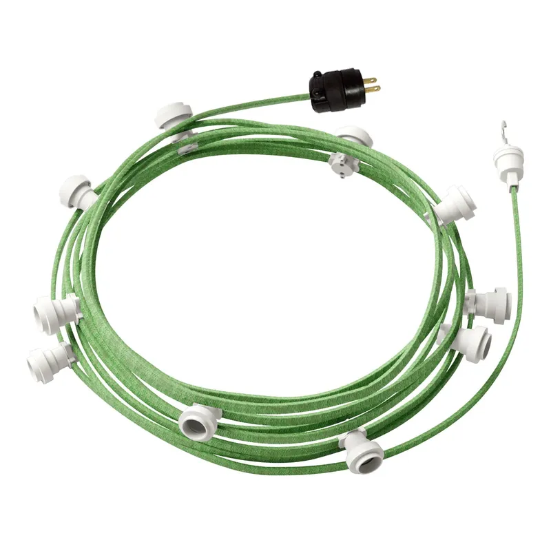 Ready-to-use 40ft String Light with 10 white Sockets, Hook and Plug - CX08 Prezzo Scontato
