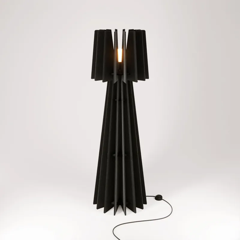 SHHINE - Floor lamp made of sound-absorbing material - Black mélange Offerta Limitata