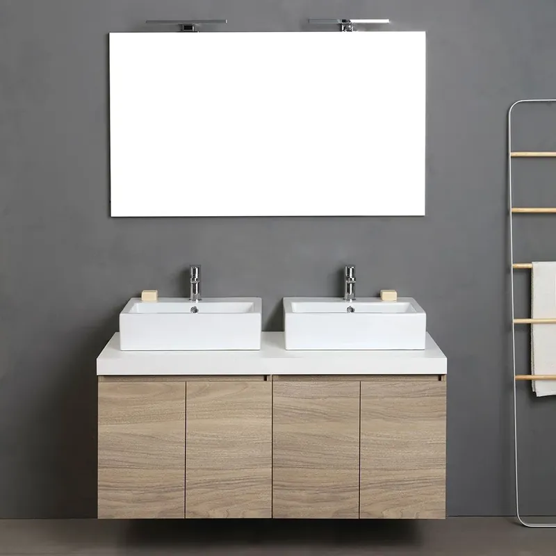 Promozione Esclusiva Mobile bagno 120cm con 4 ante rovere naturale doppio lavabo Valentina