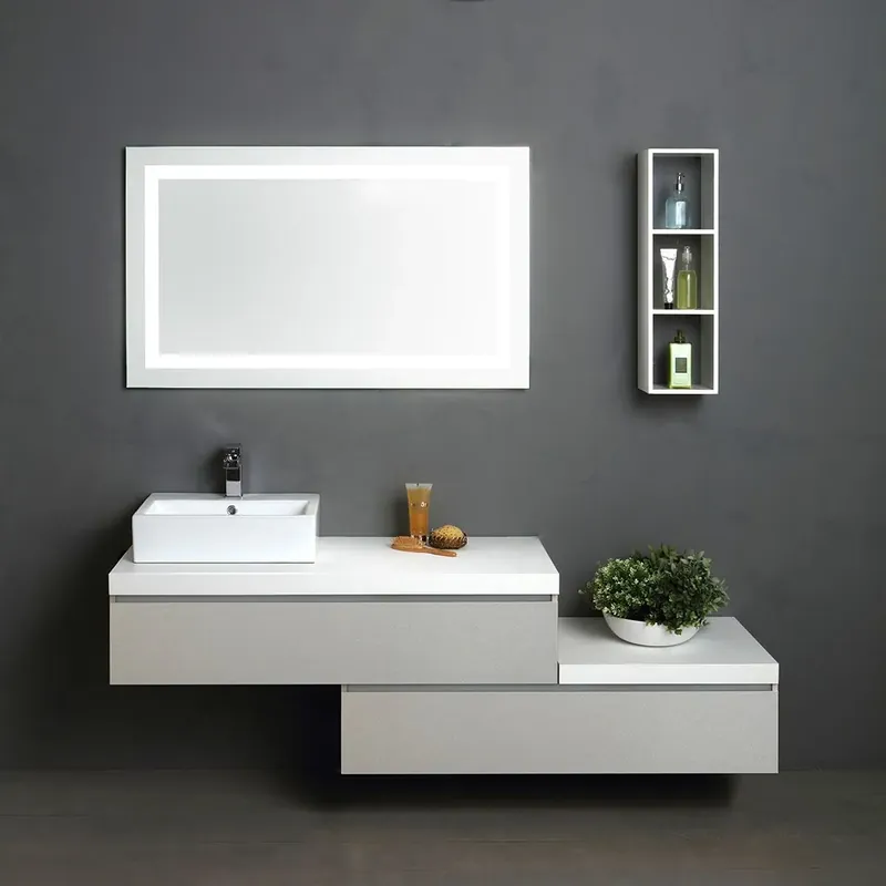Non Perdere Mobile bagno 180cm 2 cassetti grigio perla e top bianco Valentina