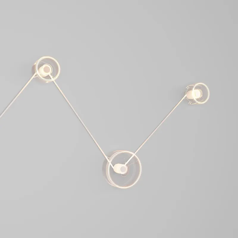 Popolare Spostaluce wall lamp with 3 Ghost bulbs and white cable