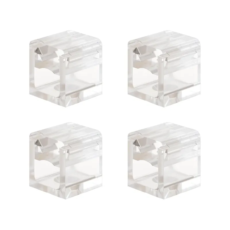 Set of 4 Transparent Cube Clips - Mini wall mount for textile cord Saldi