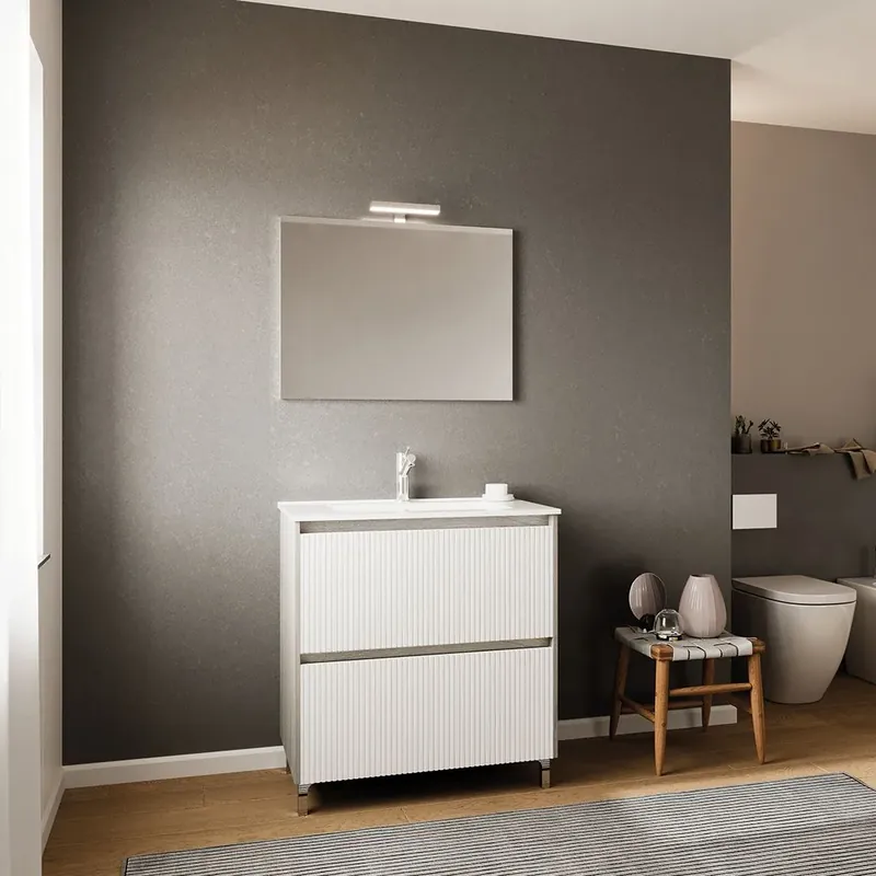 Prezzo Conveniente Mobile bagno a terra 80cm con frontale cannettato Corfu‘