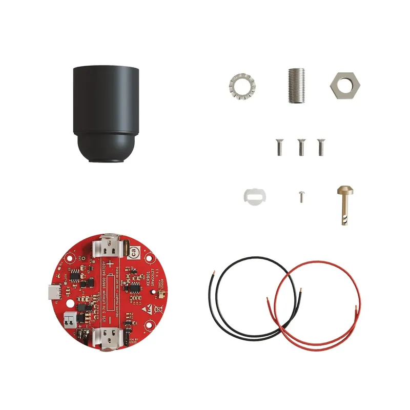 Non Perdere Electronic kit for 5V USB-C battery-powered lamps with smooth E27 socket - Black