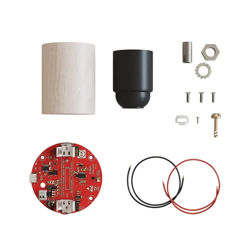 Saldi Electronic kit for 5V USB-C battery-powered lamps with E27 socket in wood - Neutral