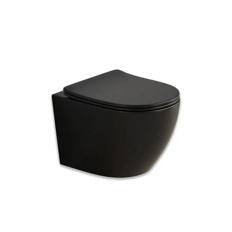 Offerta Del Giorno Wc sospeso tondo completo di sedile wc nero opaco Folk