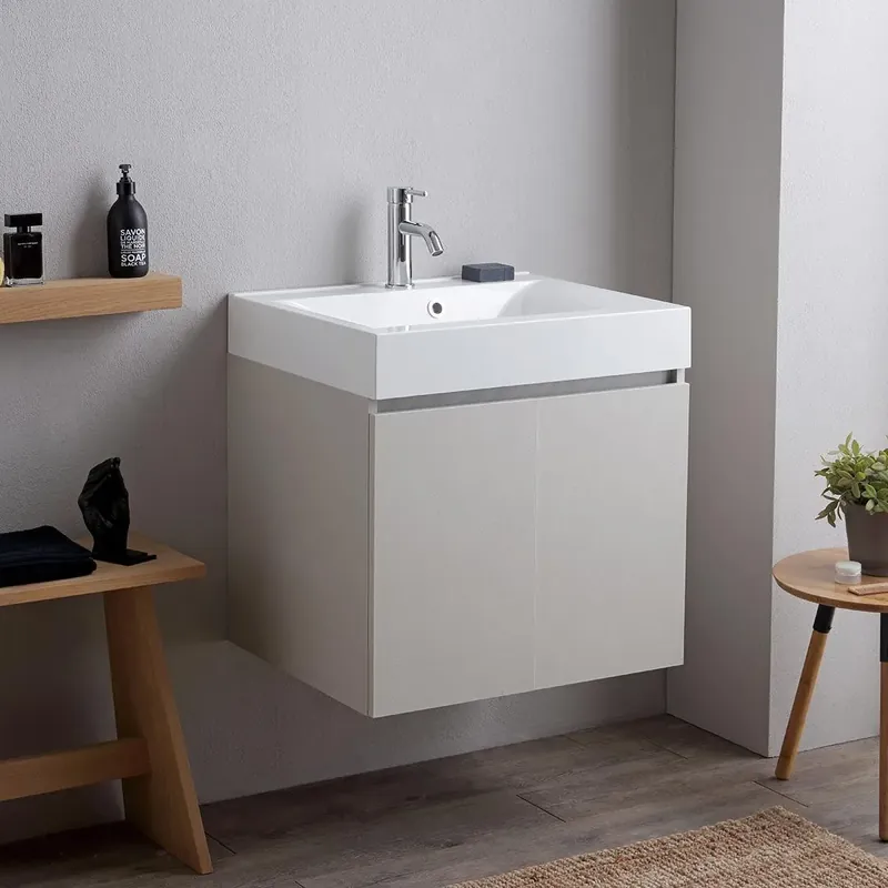 Quantità Limitata Mobile bagno 60cm grigio perla con lavabo bianco Valentina