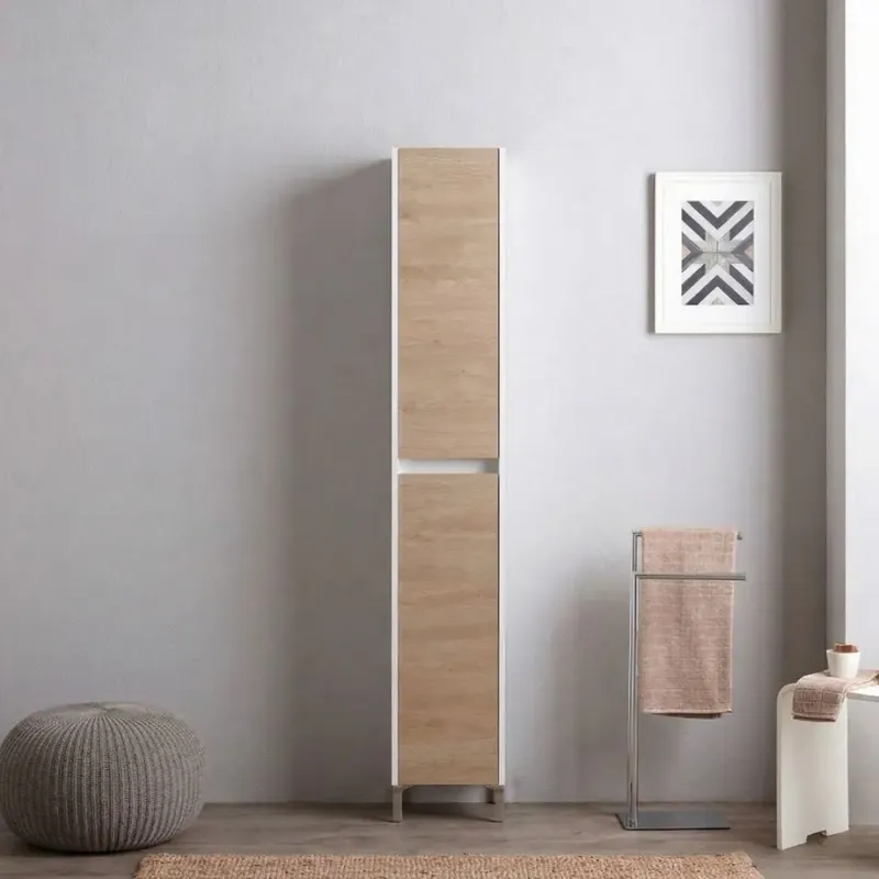 Colonna bagno a terra 180cm bianco frontale rovere Laguna Vendita Finale